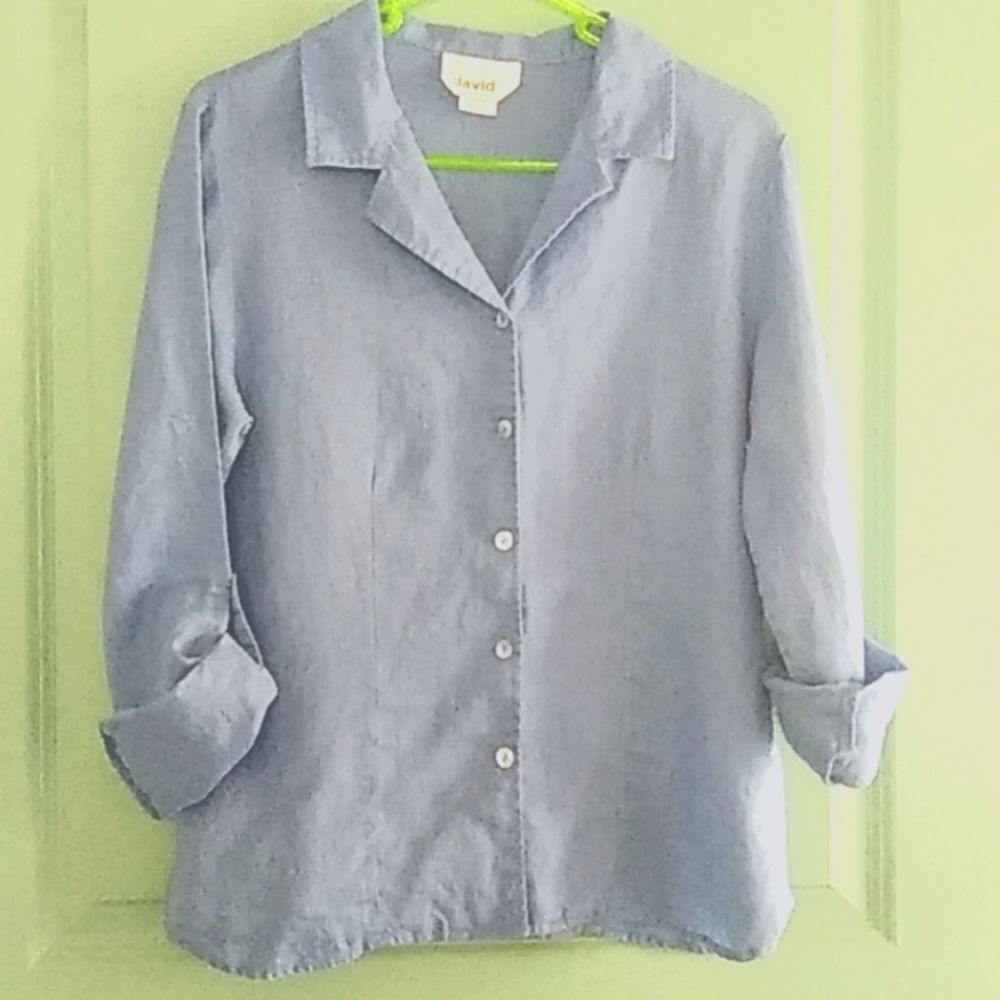David n 100% LINEN SZ M SHIRT